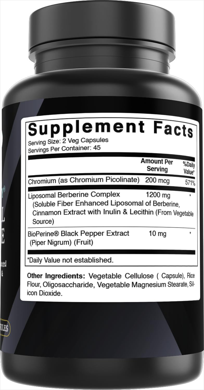 Best Naturals Liposomal Berberine 1200 mg - 90 Veg Capsules with Bioperine