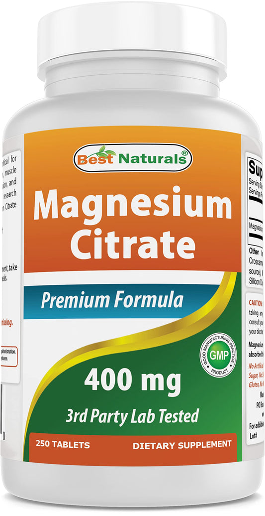 Best Naturals Magnesium Citrate 400 mg - 250 Tablets | Elemental 400 mg per 2 Tablets BritishVita | Premium UK Vitamins & Wellness Supplements