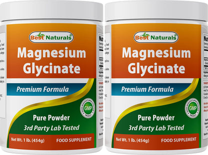 Best Naturals Magnesium Glycinate Powder - 1 Pound (1 LB (Pack of 2)) | 605 Servings