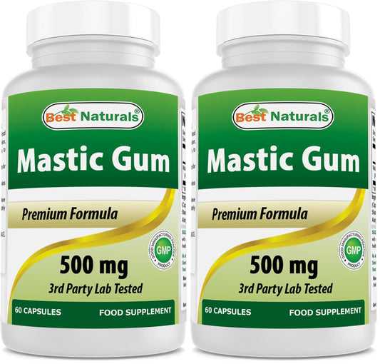 Best Naturals Mastic Gum 500 mg – 60 Capsules (Pack of 2) BritishVita | Premium UK Vitamins & Wellness Supplements