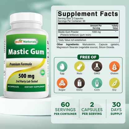 Best Naturals Mastic Gum 500 mg – 60 Capsules (Pack of 2)