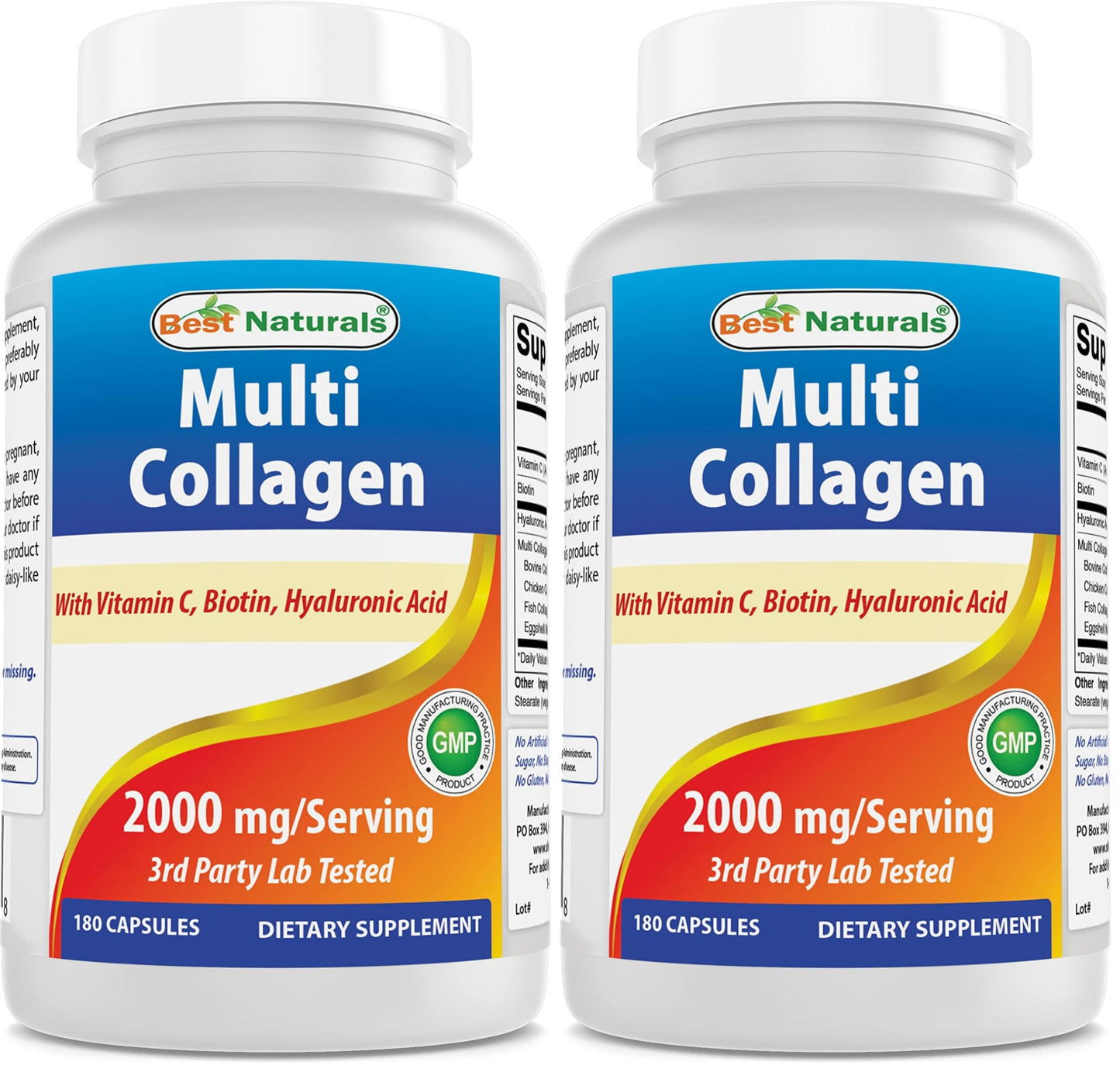 Best Naturals Multi Collagen Pills 2000mg – Hair, Skin & Nails | Types I, II, III, V, X | Biotin, Hyaluronic Acid & Vitamin C (Pack of 2)