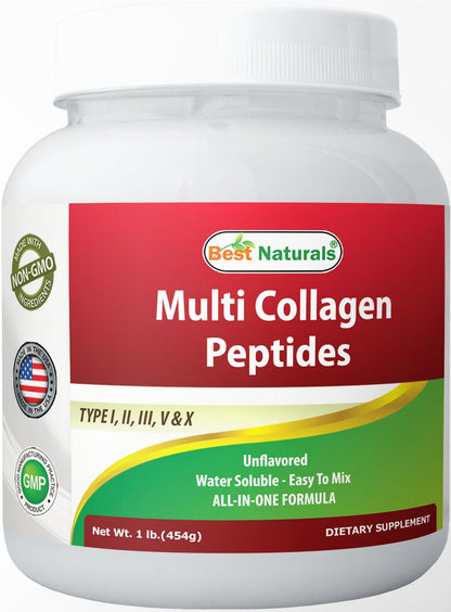 Best Naturals Multi Collagen Peptides Powder - Unflavored, 1 lb, Grass Fed