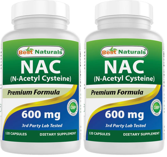Best Naturals NAC 600 mg – 120 Capsules (Pack of 2) | N-Acetyl Cysteine BritishVita | Premium UK Vitamins & Wellness Supplements