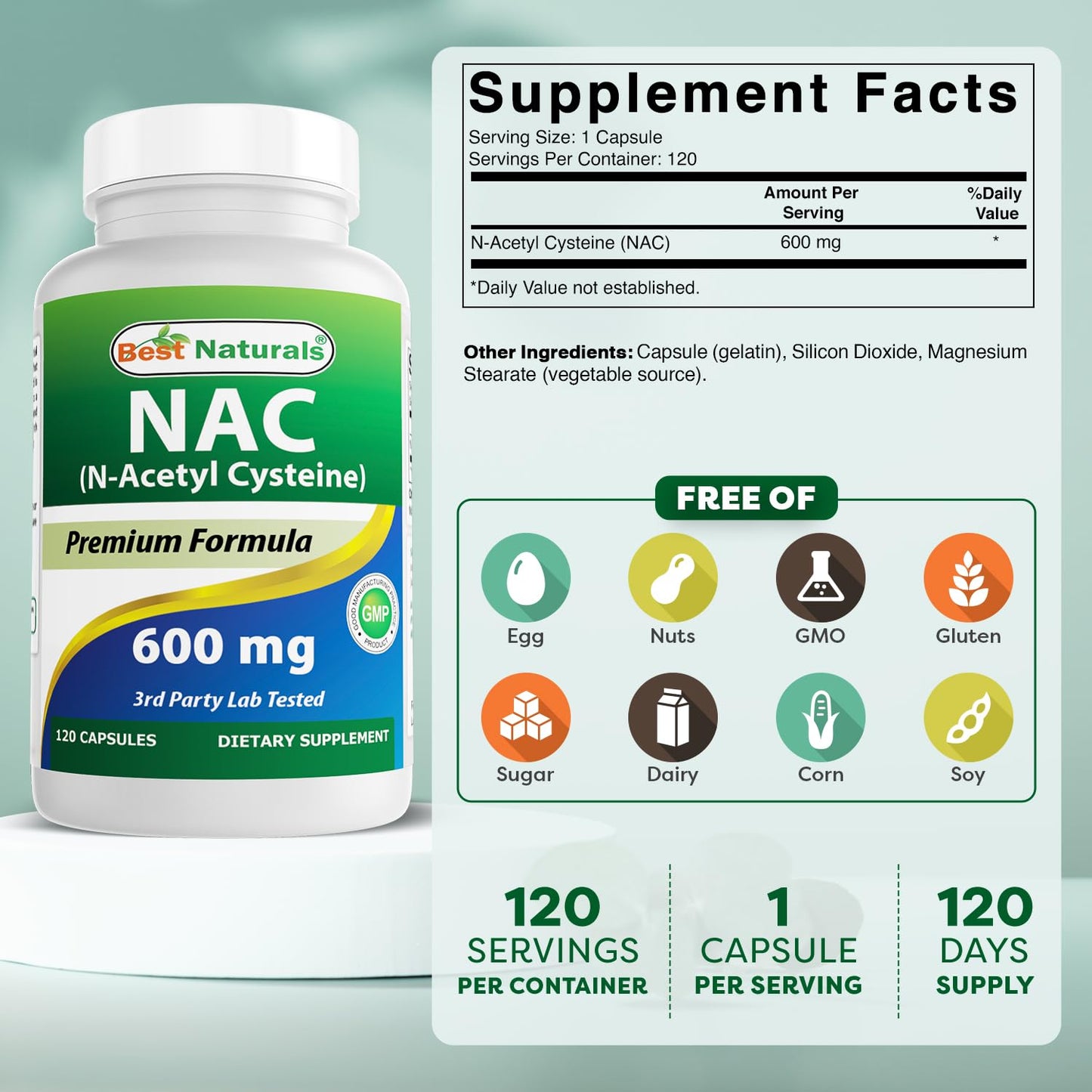 Best Naturals NAC 600 mg – 120 Capsules (Pack of 2) | N-Acetyl Cysteine