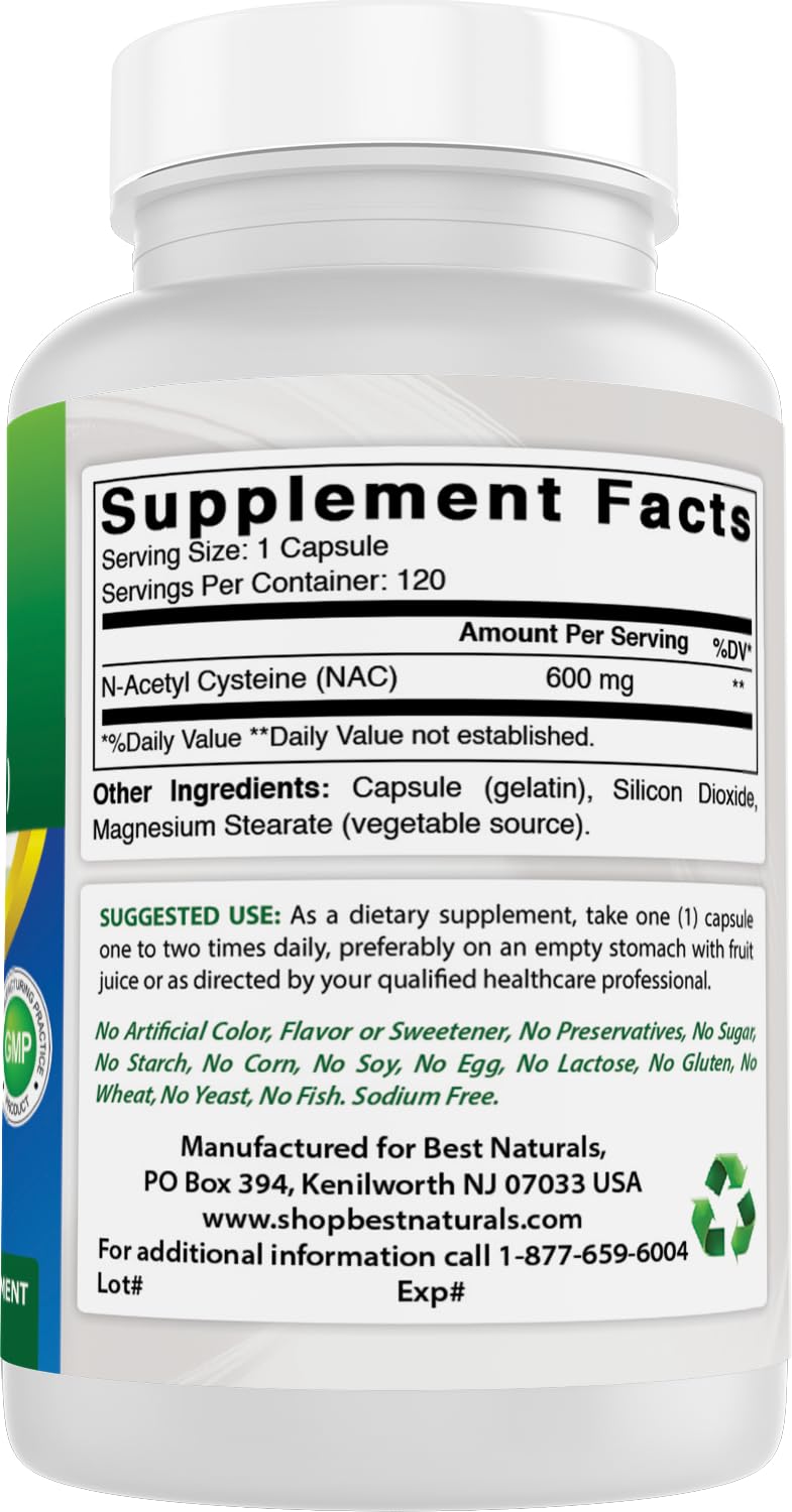 Best Naturals NAC 600 mg – 120 Capsules (Pack of 2) | N-Acetyl Cysteine