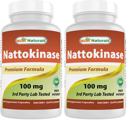 Best Naturals Nattokinase 2000 FU | 100 mg per Capsule, 90 Vegetarian Capsules (Pack of 2)