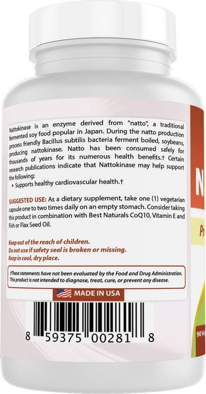 Best Naturals Nattokinase 2000 FU | 100 mg per Capsule, 90 Vegetarian Capsules (Pack of 2)