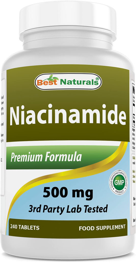 Best Naturals Niacinamide 500mg 240 Tablets (Suitable for Vegetarian) - Non-Flushing Form of Niacin (Vitamin B3) BritishVita | Premium UK Vitamins & Wellness Supplements