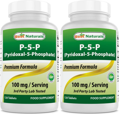 Best Naturals P5P Vitamin B6 100 mg – 120 Tablets (Pack of 2) – Active Pyridoxal 5-Phosphate