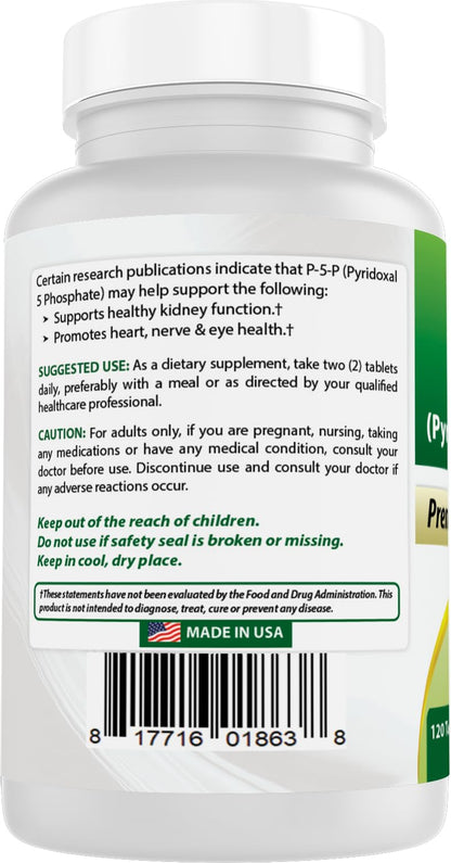 Best Naturals P5P Vitamin B6 100 mg – 120 Tablets (Pack of 2) – Active Pyridoxal 5-Phosphate