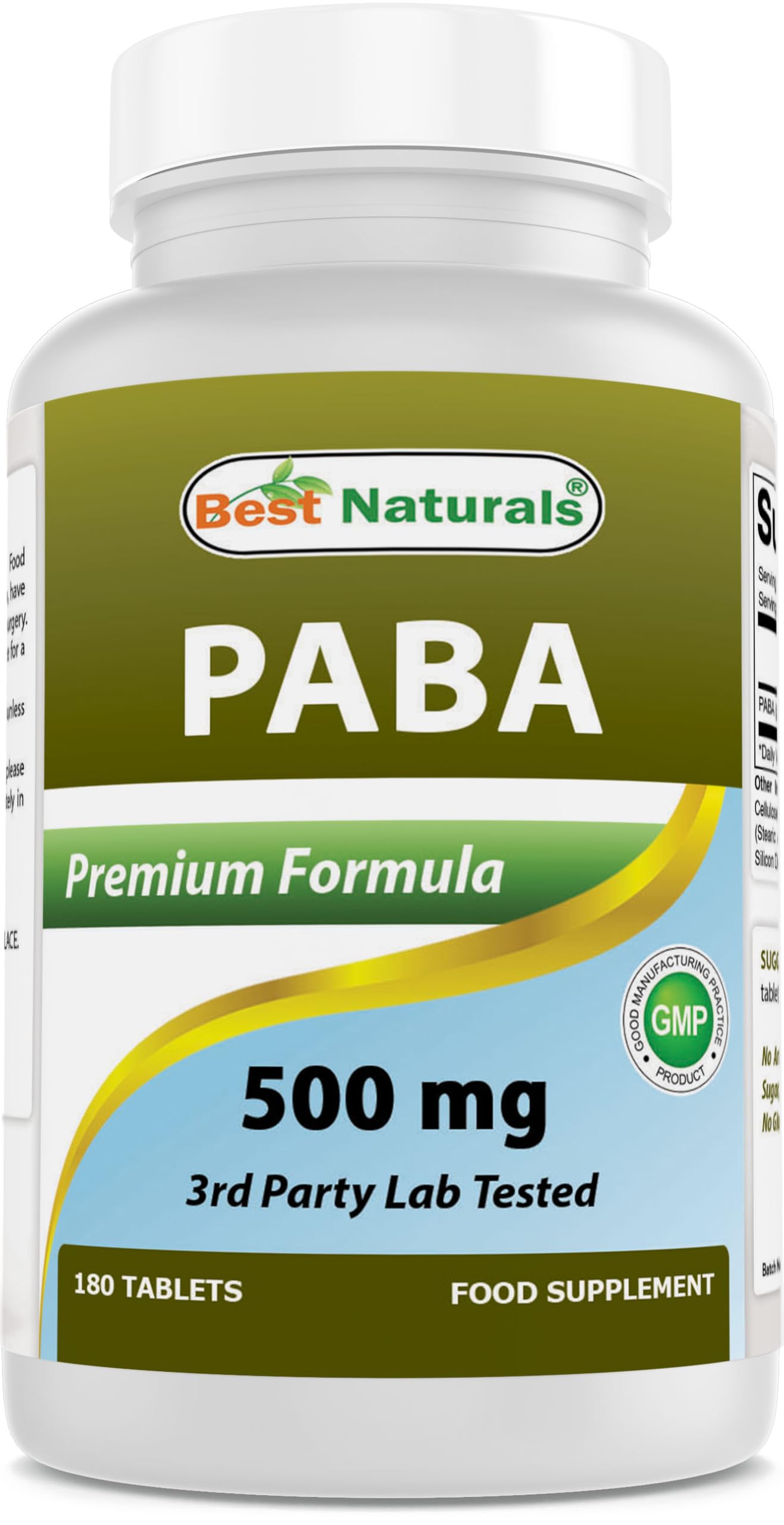 Best Naturals PABA 500 mg 180 Tablets | Purity & Quality
