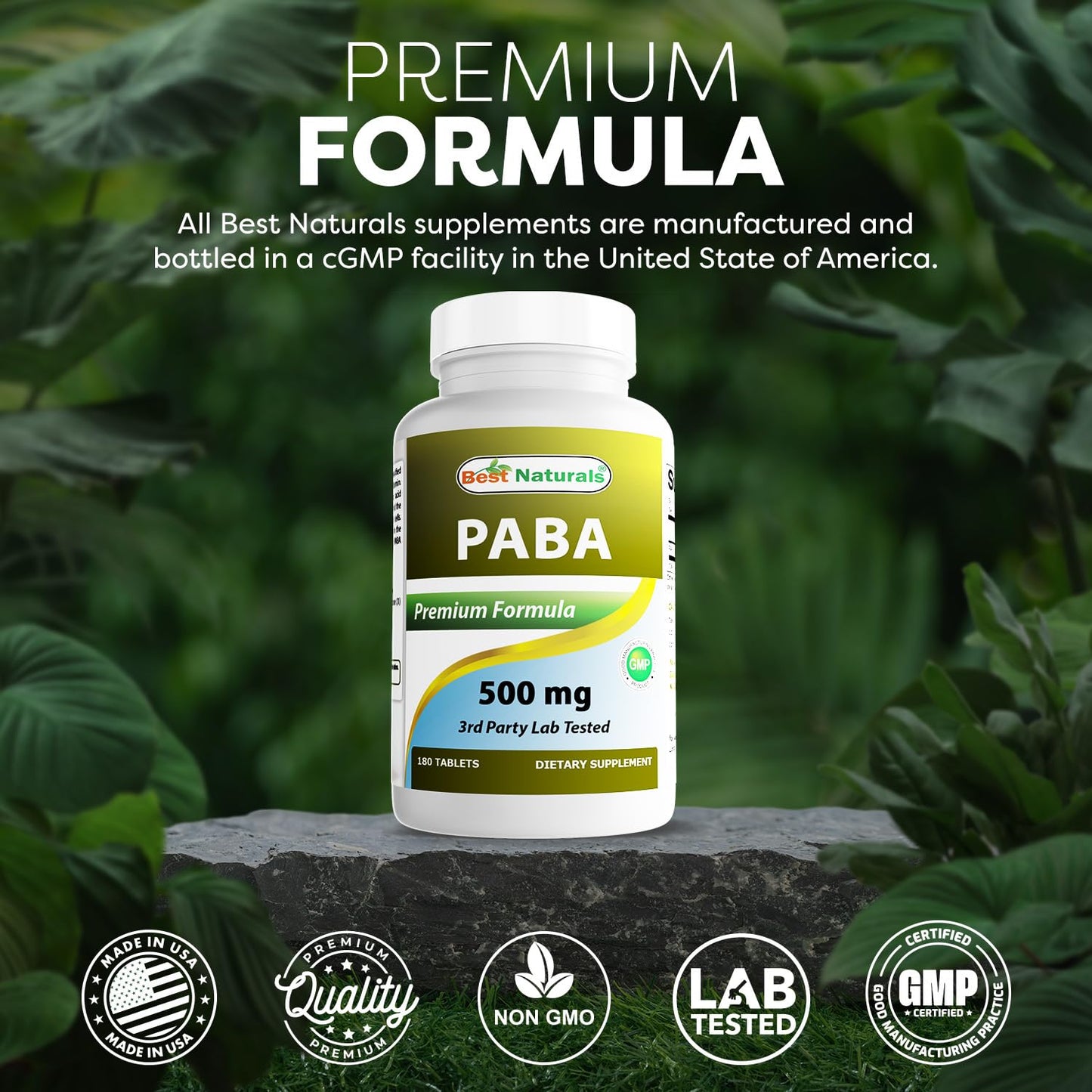 Best Naturals PABA 500 mg 180 Tablets | Purity & Quality