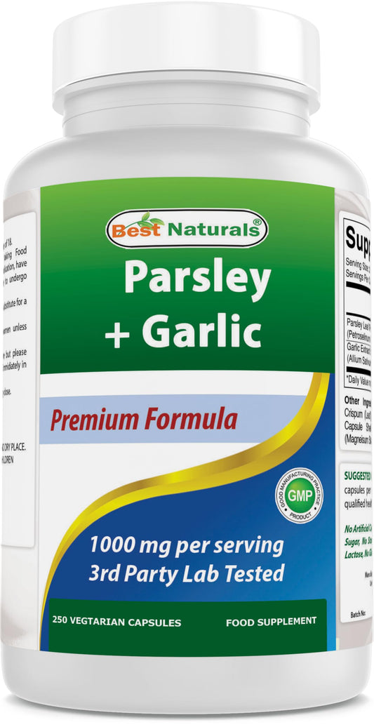 Best Naturals Parsley & Garlic 1000 mg – 250 Veg Capsules, Gluten Free, Non-GMO BritishVita | Premium UK Vitamins & Wellness Supplements