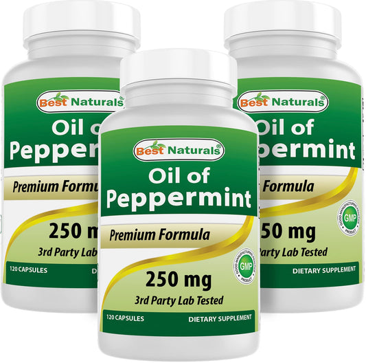 Best Naturals Peppermint Oil 250 mg 120 Capsules (120 Count (Pack of 3)) BritishVita | Premium UK Vitamins & Wellness Supplements