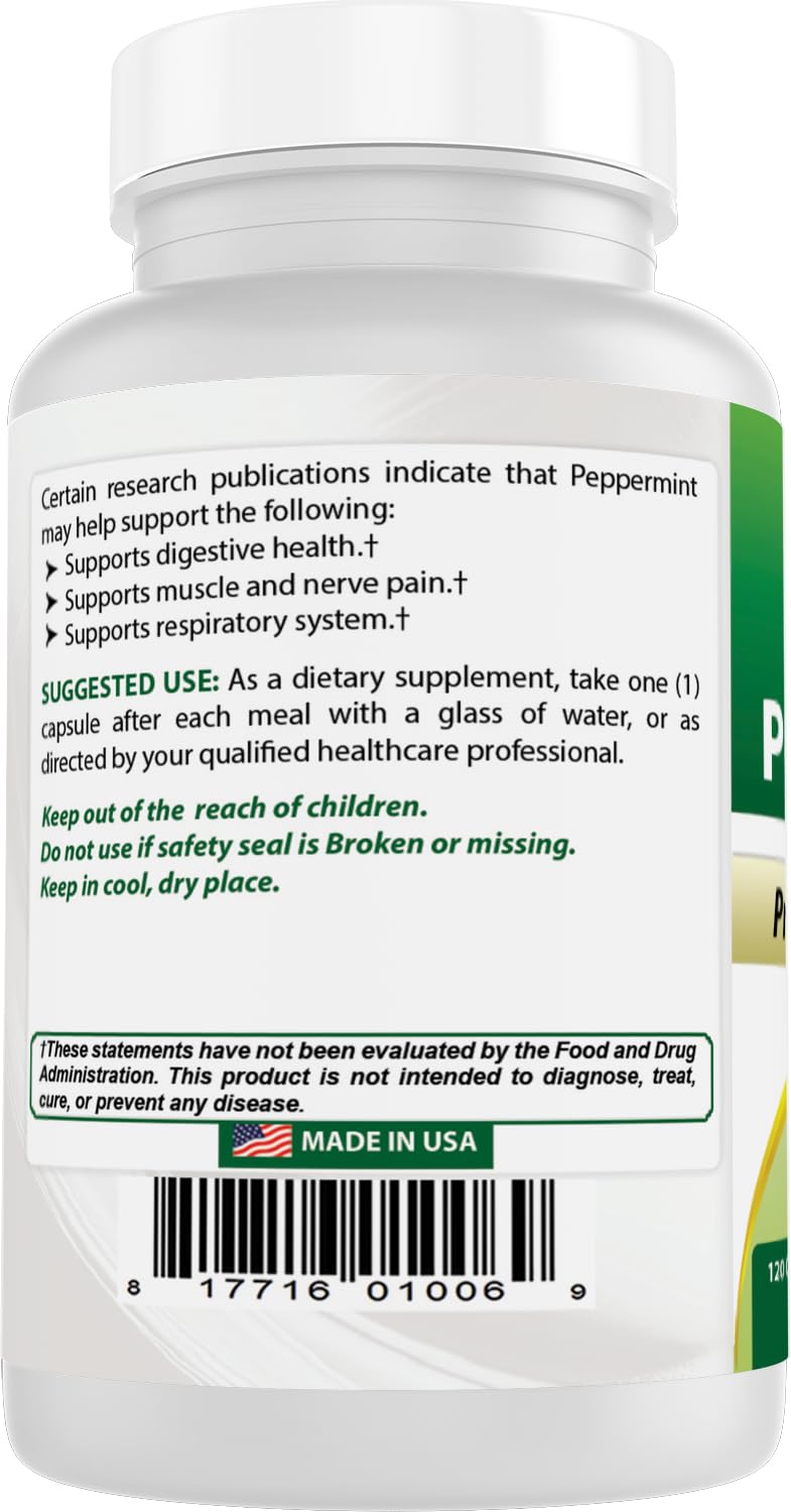 Best Naturals Peppermint Oil Bowel Soothing Dietary Supplement, 250 mg, 120 Count