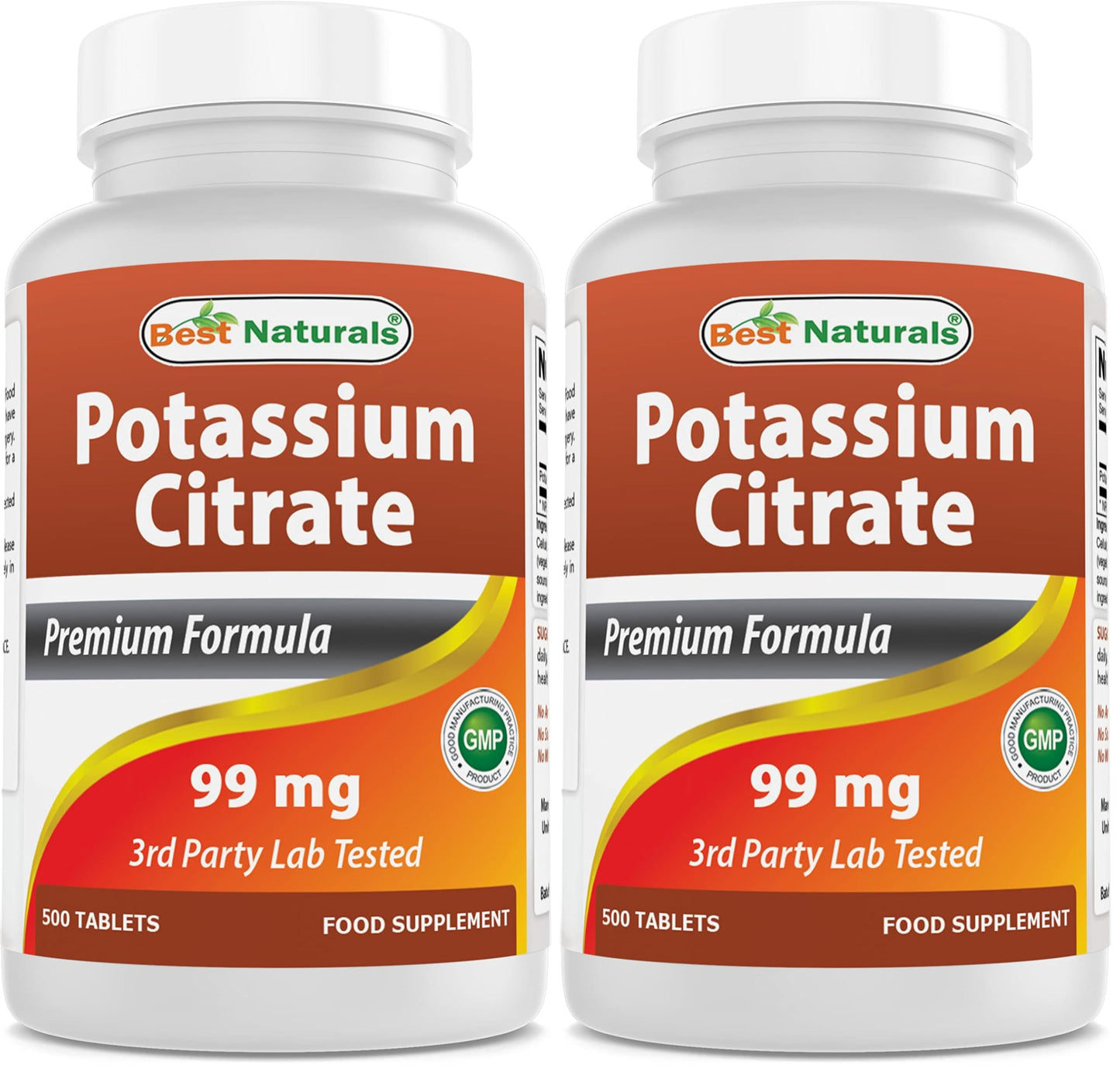 Best Naturals Potassium Citrate 99mg 500 Tablets – 3rd Party Lab Tested (Pack of 2)