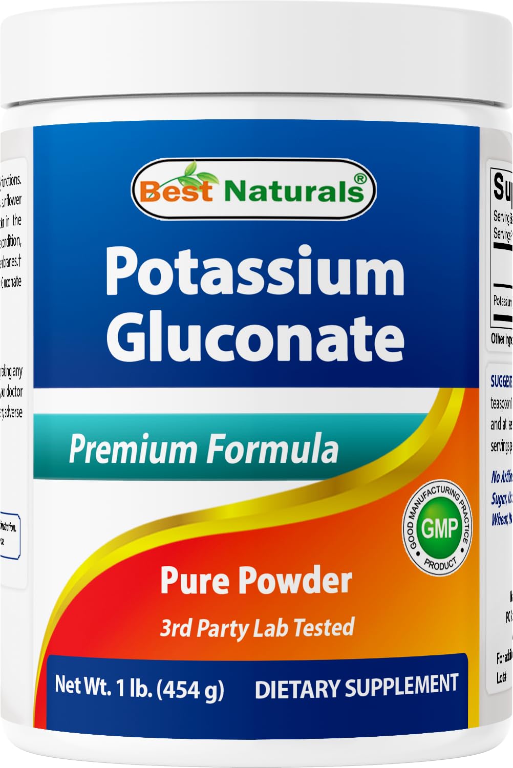 Best Naturals Potassium Gluconate 1lb Powder – 413 Servings, Non-GMO, USA Made