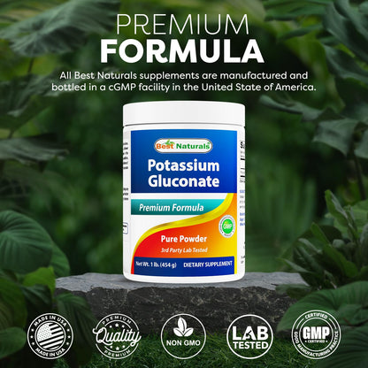 Best Naturals Potassium Gluconate 1 lb Powder – Pack of 2
