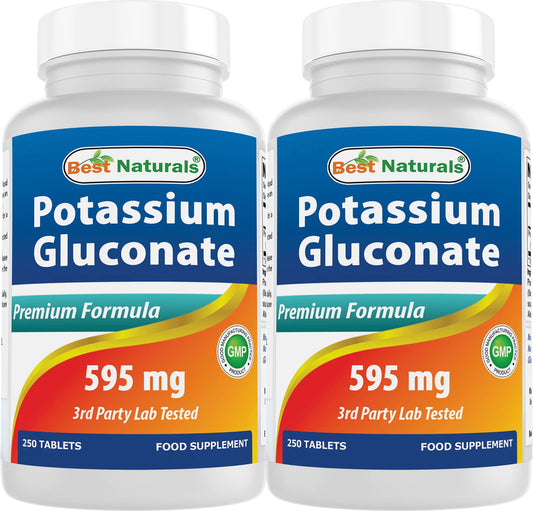Best Naturals Potassium Gluconate 595 mg – 250 Tablets (Pack of 2) BritishVita | Premium UK Vitamins & Wellness Supplements