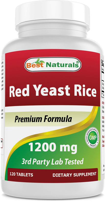 Best Naturals Red Yeast Rice 1200 mg (Non-GMO) - 120 Tablets