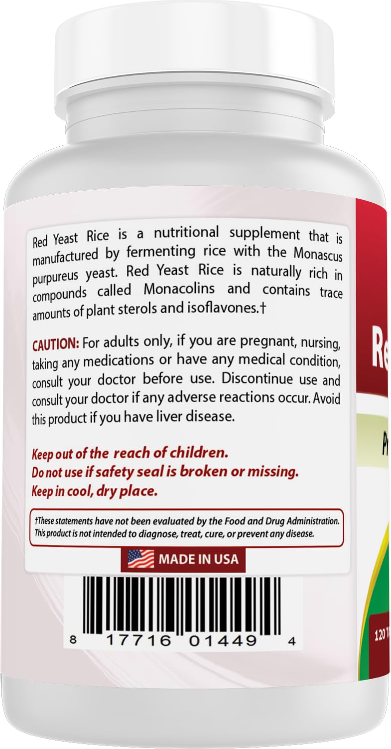 Best Naturals Red Yeast Rice 1200 mg (Non-GMO) - 120 Tablets