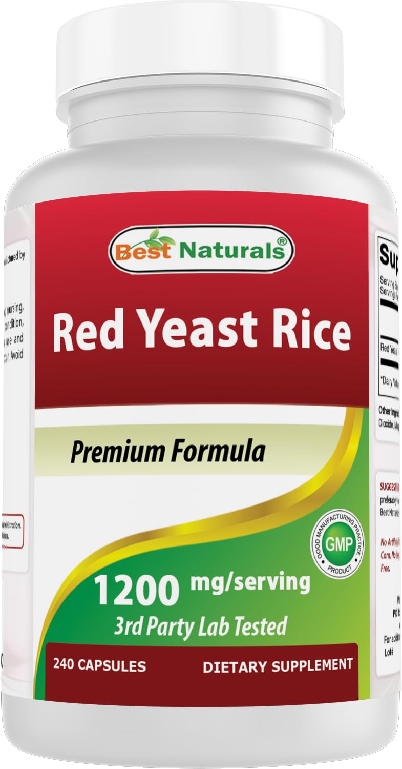 Best Naturals Red Yeast Rice 1200mg per Serving - 240 Capsules | Premium Formula, 3rd-Party Lab Tested