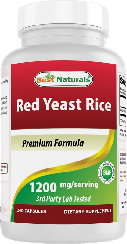 Best Naturals Red Yeast Rice 1200mg per Serving - 240 Capsules | Premium Formula, 3rd-Party Lab Tested