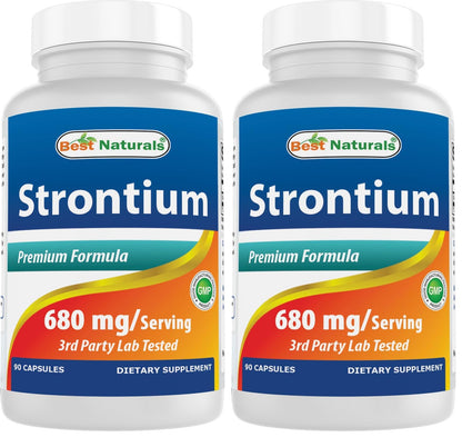 Best Naturals Strontium Bone Building Formula 680mg/Serving - 90 Capsules (Pack of 2)
