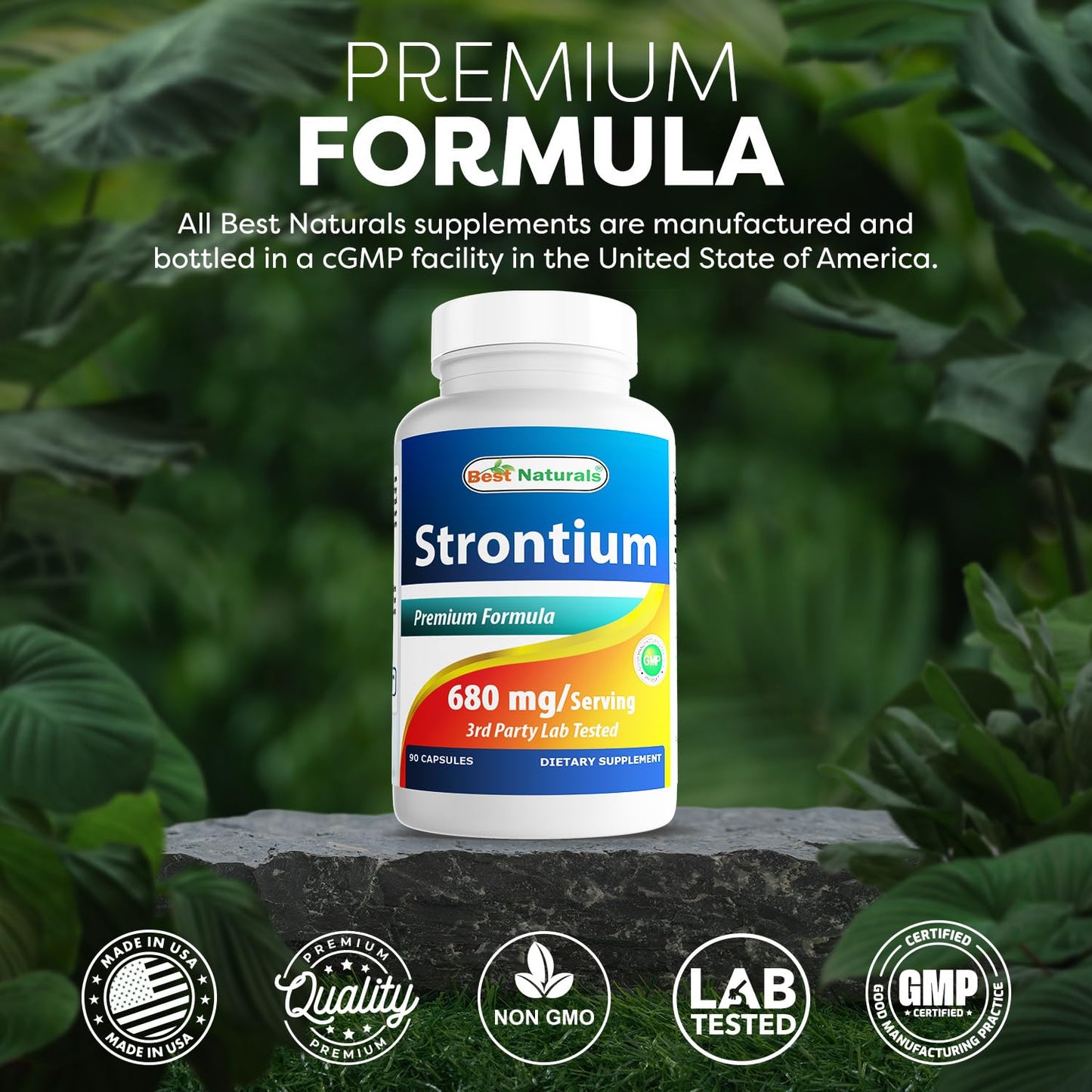 Best Naturals Strontium Bone Building Formula 680mg/Serving - 90 Capsules (Pack of 2)