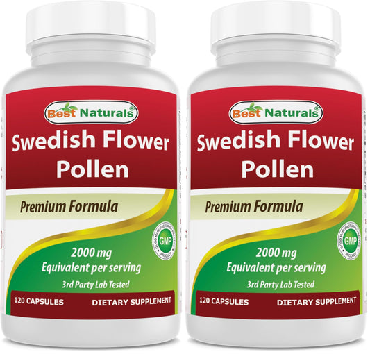 Best Naturals Swedish Flower Pollen 4:1 Extract 500 mg - 120 Capsules (Pack of 2) BritishVita | Premium UK Vitamins & Wellness Supplements