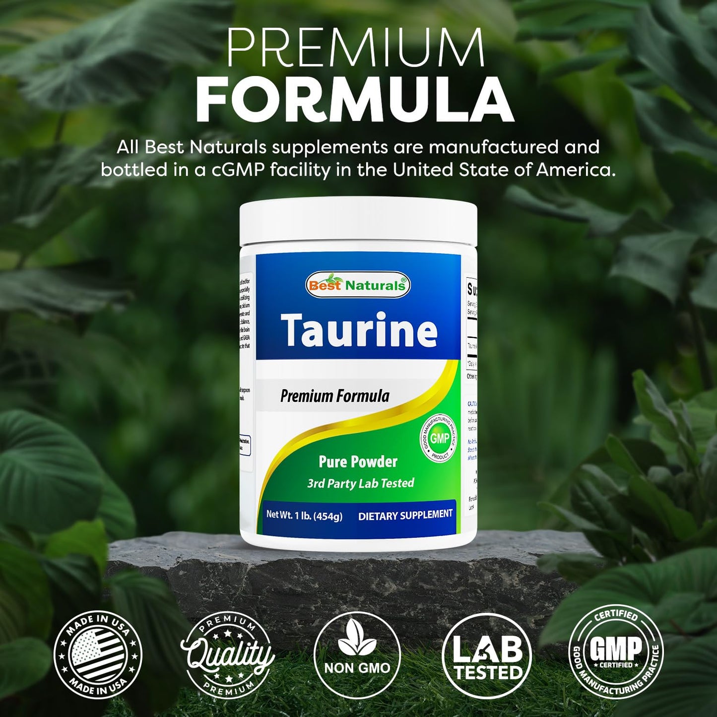 Best Naturals Taurine Powder 1000mg – 1 lb (454 g) Pack of 2