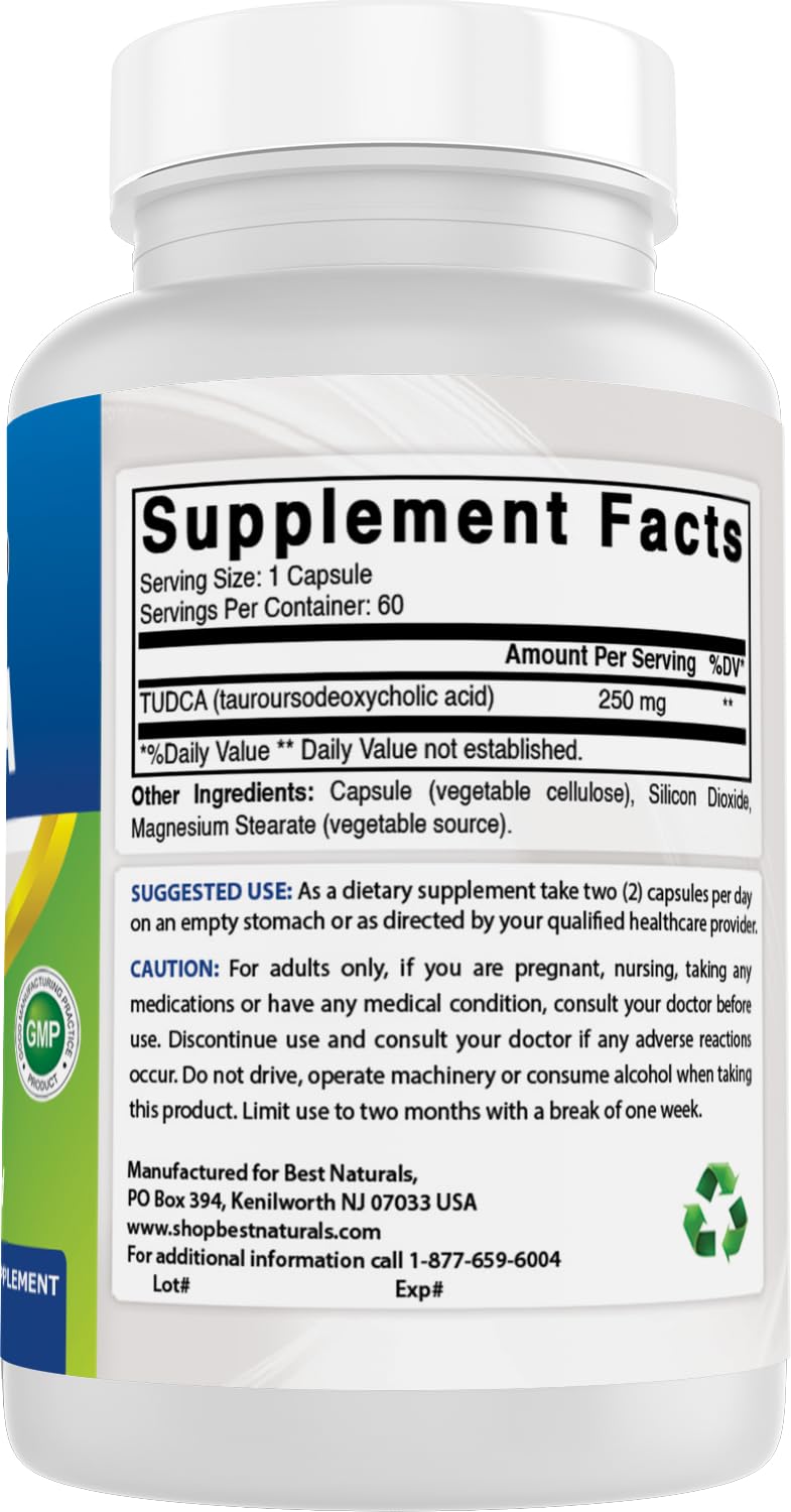 Best Naturals TUDCA 250mg - 60 Veg Capsules (2 Months Supply)