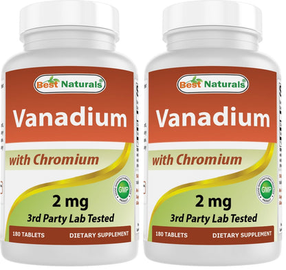 Best Naturals Vanadium 2 mg with Chromium Polynicotinate 200 mcg – 180 Tablets (Pack of 2)
