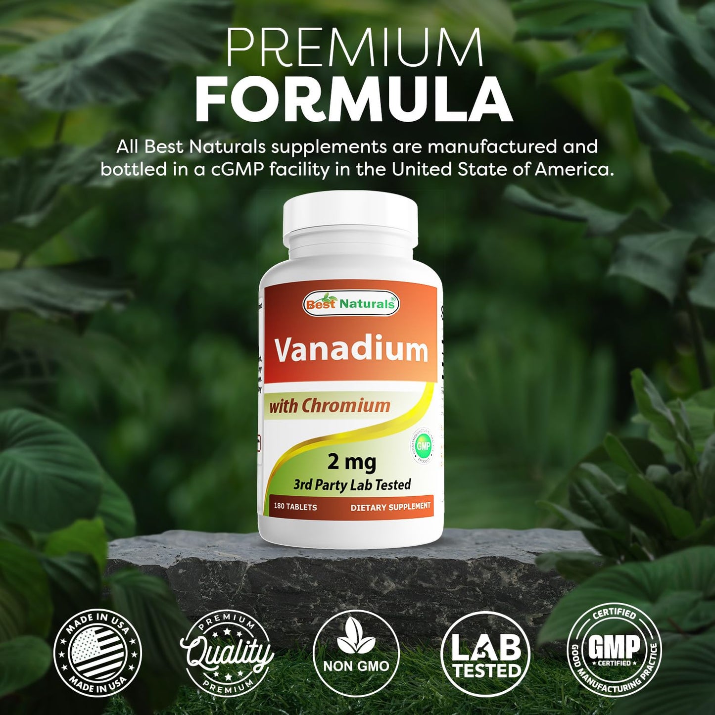 Best Naturals Vanadium 2 mg with Chromium Polynicotinate 200 mcg – 180 Tablets (Pack of 2)