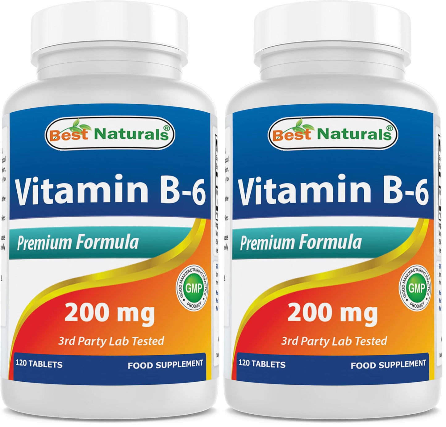Best Naturals Vitamin B6 200mg for Adults – 120 Tablets (Pack of 2)