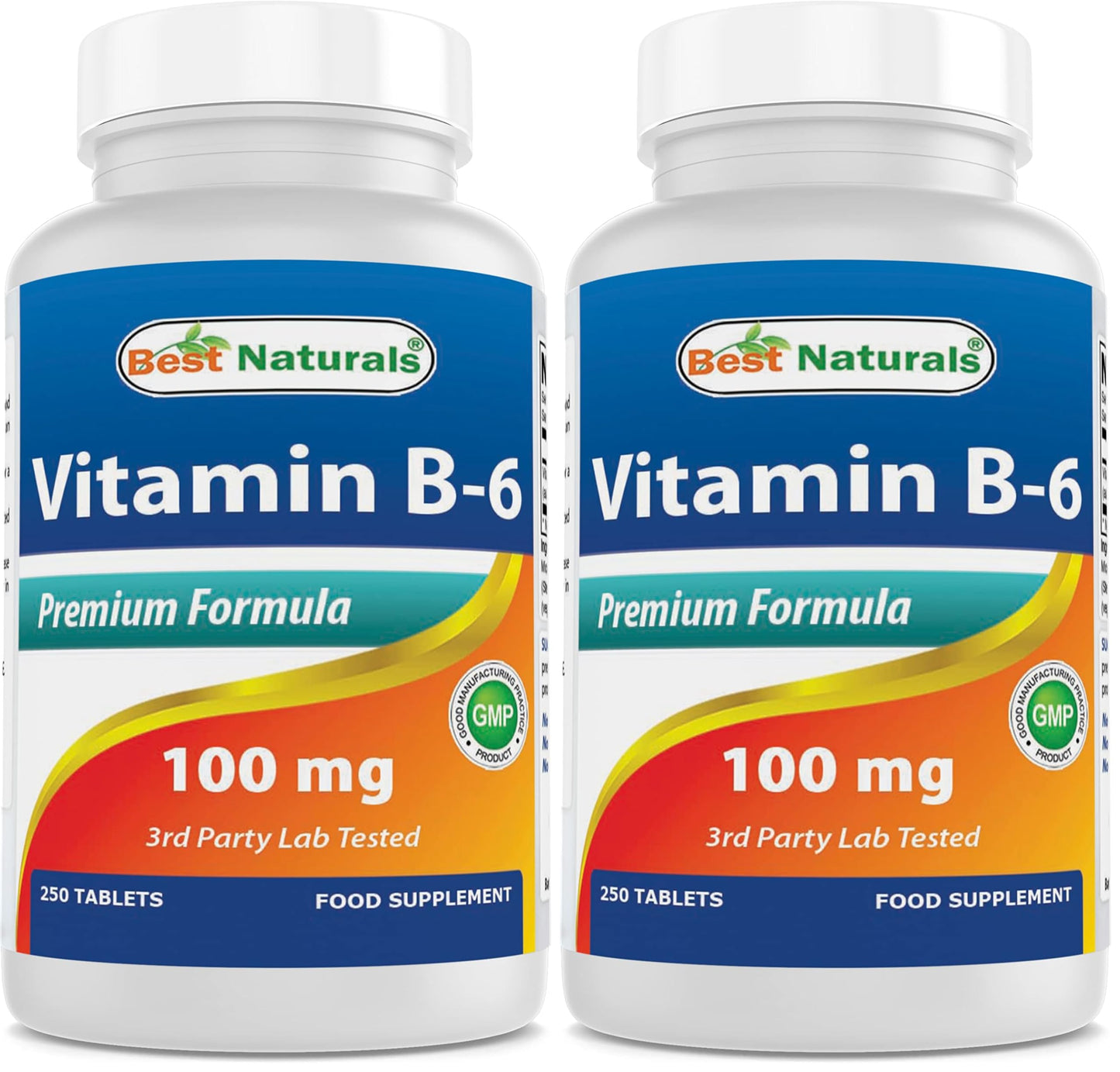 Best Naturals Vitamin B6 Tablet 100 mg - 250 Count Pack of 2 | Non-GMO & Gluten-Free | Made in USA