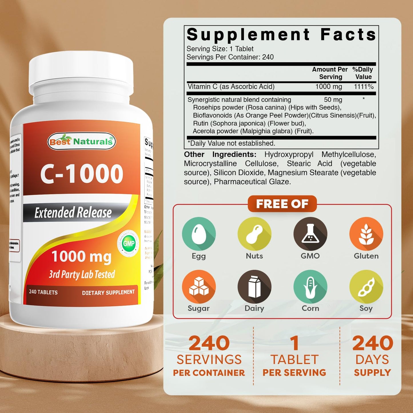 Best Naturals Vitamin C 1000 mg with Rose Hips – Berry (2 Pack)