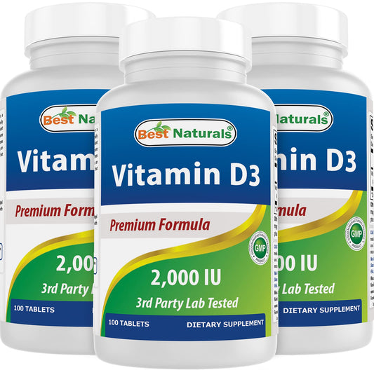 Best Naturals Vitamin D3 2000 IU (50 mcg) – 100 Tablets – Pack of 3 BritishVita | Premium UK Vitamins & Wellness Supplements