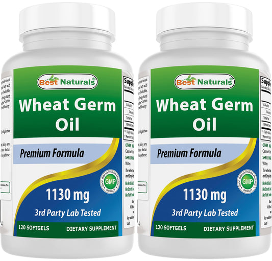 Best Naturals Wheat Germ Oil 1130 mg 120 Softgels (Pack of 2) – GMP Certified, Made in USA BritishVita | Premium UK Vitamins & Wellness Supplements