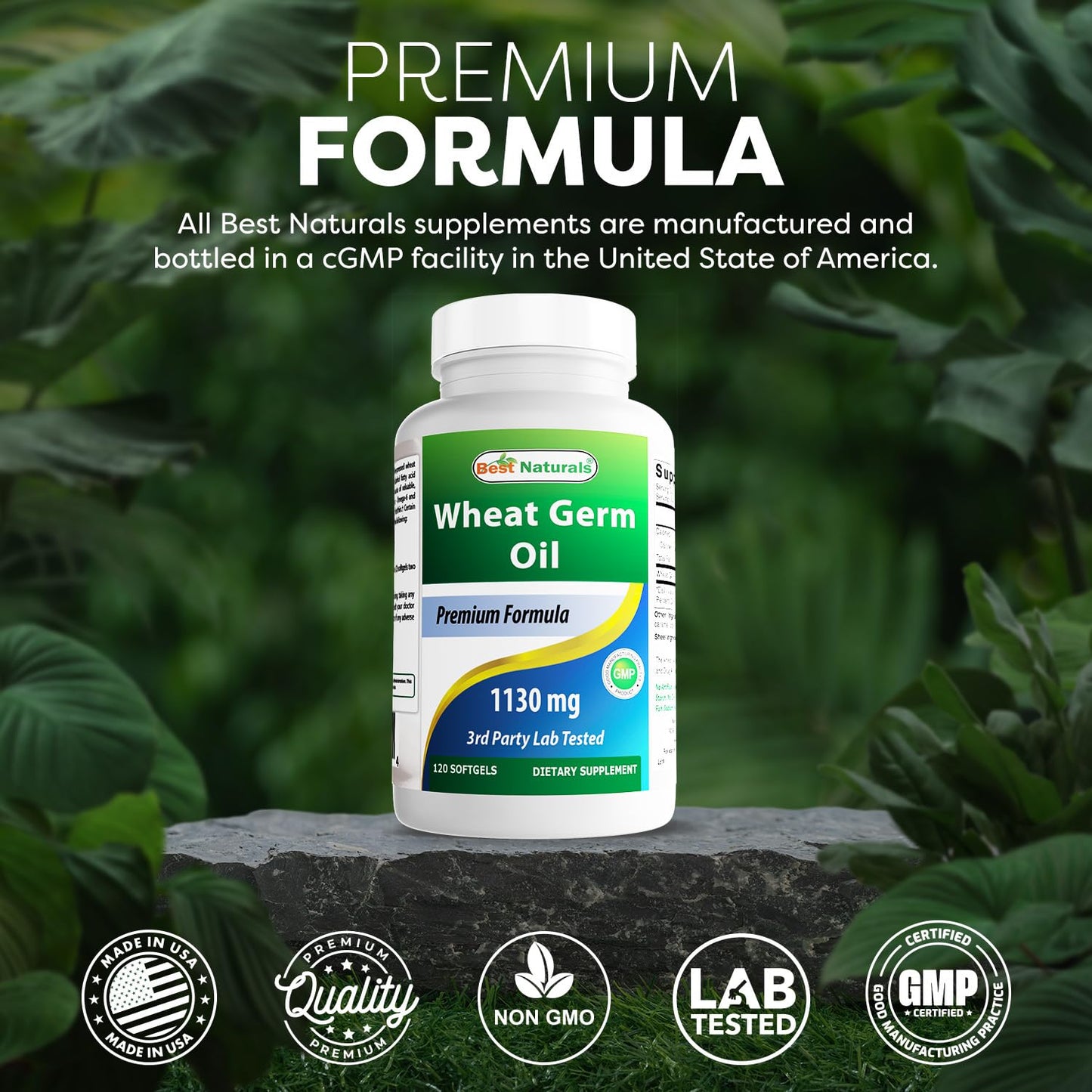 Best Naturals Wheat Germ Oil 1130 mg 120 Softgels (Pack of 2) – GMP Certified, Made in USA