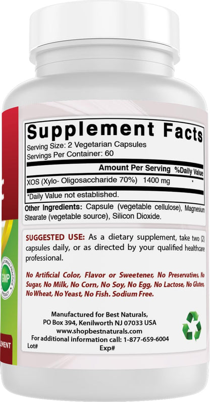 Best Naturals Prebiotics XOS 1400mg – 120 Veg Capsules (Pack of 2)