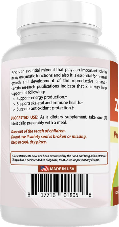 Best Naturals Zinc 30mg (Zinc Citrate) - 120 Tablets Pack of 2 - Immune Support