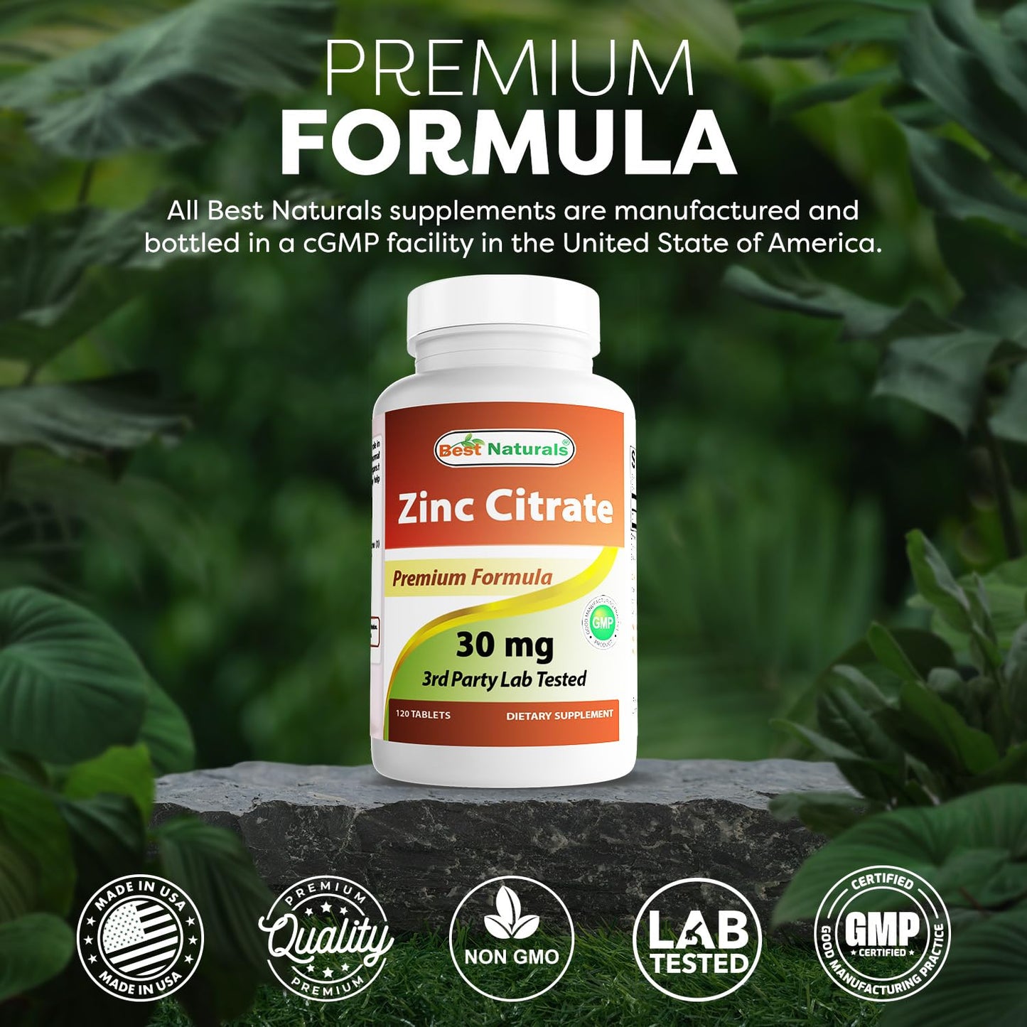 Best Naturals Zinc 30mg (Zinc Citrate) - 120 Tablets Pack of 2 - Immune Support