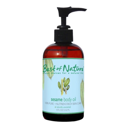 Best of Nature 100% Pure Sesame Oil — Unscented Massage Oil, Carrier for Essential Oils, 8 fl oz