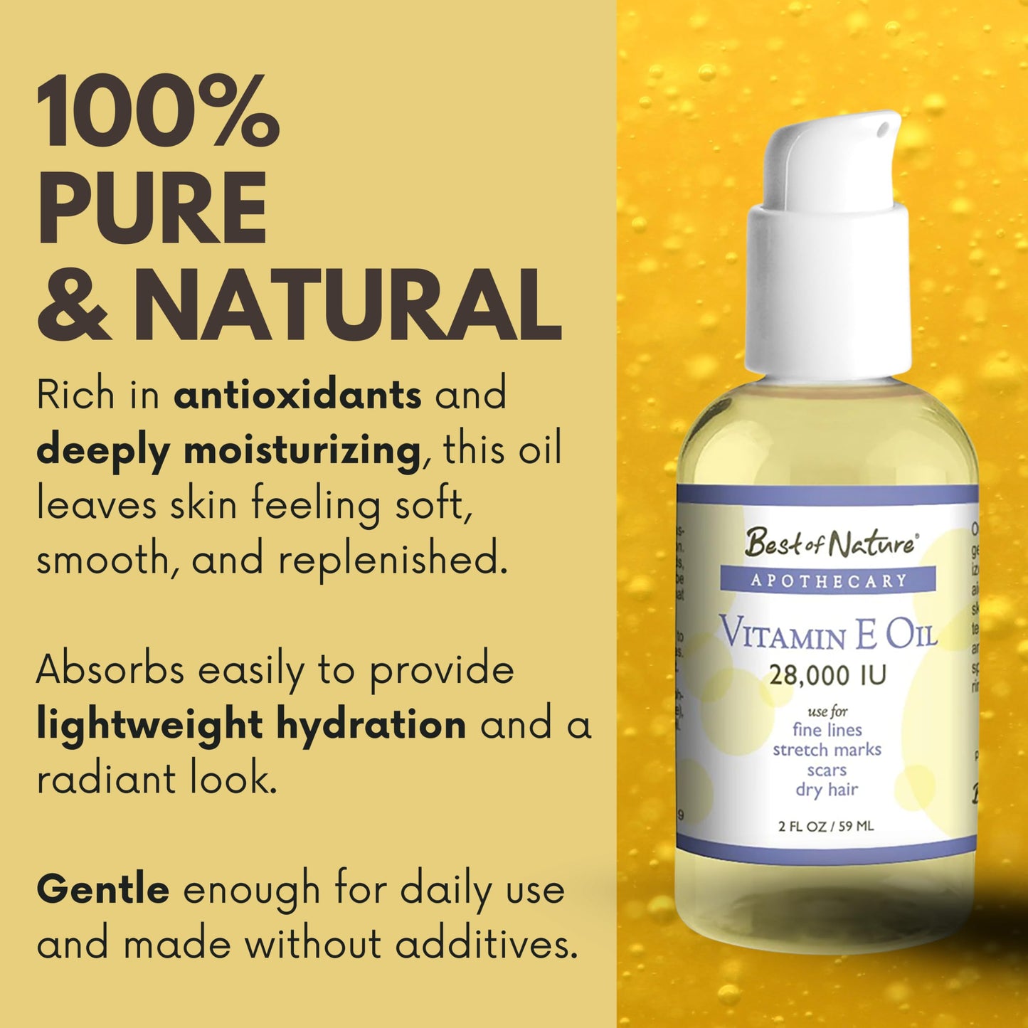Best of Nature Vitamin E Oil 28,000 IU – Unscented Coconut Moisturizer