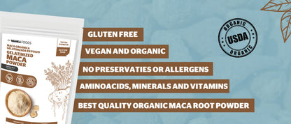 WANKA FOODS Organic Gelatinized Maca Powder – 8oz / 227g | Peruvian Maca Root, Vegan, USDA Organic, Non-GMO, Gluten-Free, Keto-Friendly