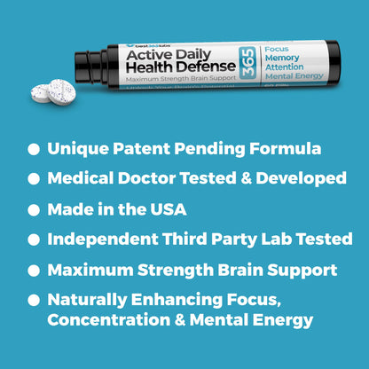 Best365 Labs Maximum Strength Brain Support | Methylene Blue, Caffeine & L-Theanine - 60 Tablets