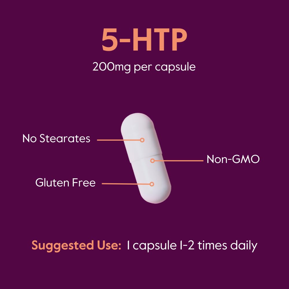 BESTVITE 5-HTP 200mg Capsule - 240 Caps | Gluten Free, Non-GMO, No Stearates
