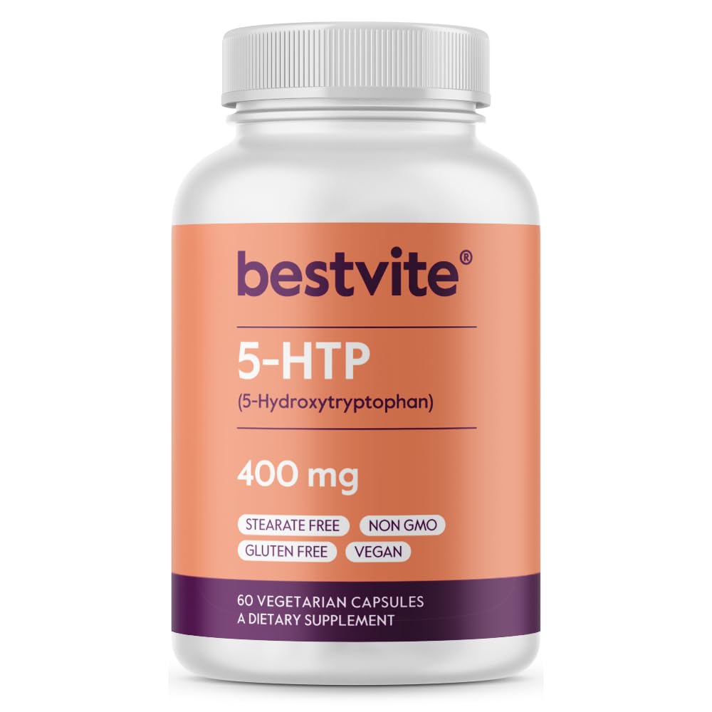 BESTVITE 5-HTP 400mg Capsule (60 Vegetarian Capsules) – Vegan, Non-GMO, Gluten Free